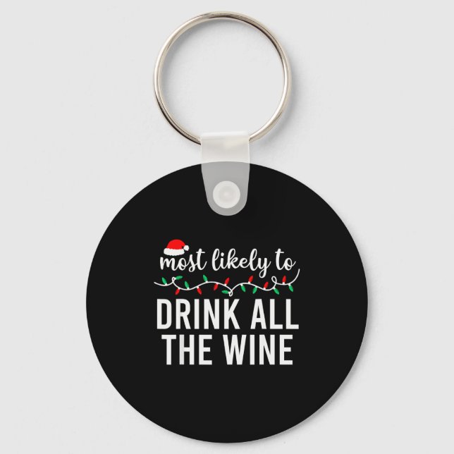 Most Likely To Christmas Shirt Matching Family Paj Key Ring (Front)