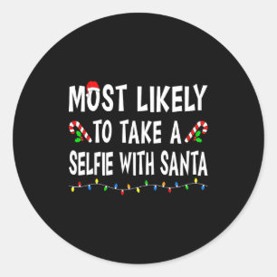 Most Likely To Christmas Xmas Pajamas Funny Matchi Classic Round Sticker