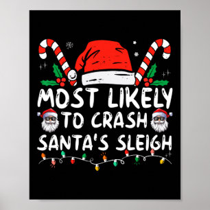 Most Likely to Crash Santa's Sleigh Christmas Joke Poster