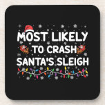 Most Likely To Crash Santas Sleigh Funny Christmas Coaster<br><div class="desc">Most Likely To Crash Santa's Sleigh Funny Christmas Holiday</div>