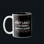 Most Likely To Crash Santas Sleigh Funny Christmas Two-Tone Coffee Mug<br><div class="desc">Most Likely To Crash Santa's Sleigh Funny Christmas Holiday</div>
