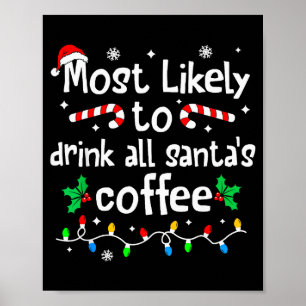 Most Likely To Drink All Santa's Coffee Christmas Poster