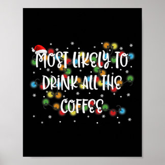 Most Likely To Drink All The Coffee Family Matchin Poster