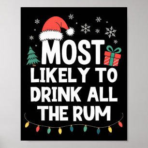 Most Likely To Drink All The Rum Christmas Funny X Poster