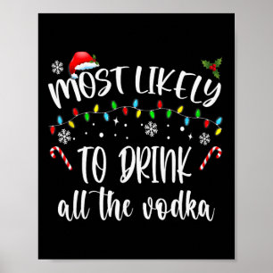Most Likely To Drink All The Vodka Christmas Drink Poster