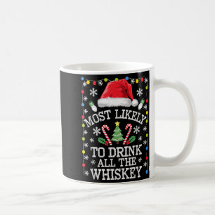 Most Likely To Drink All The Whiskey Funny Christm Coffee Mug