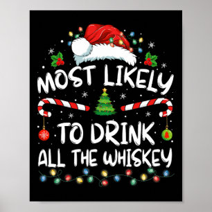 Most Likely To Drink All The Whiskey Santa Christm Poster