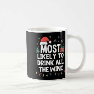 Most Likely To Drink All The Wine Christmas Funny  Coffee Mug