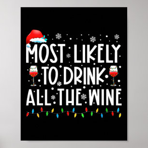 Most Likely To Drink All The Wine Family Matching Poster