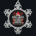 Most Likely To Drink Hot Chocolate Marshmallows Snowflake Pewter Christmas Ornament<br><div class="desc">Most Likely To Drink Hot Chocolate With Extra Marshmallows Christmas Family Matching</div>