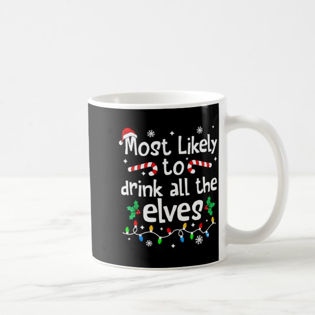 Most Likely To Drink With The Elves C-hristmas Mat Coffee Mug (Right)