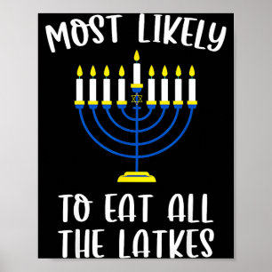 Most Likely To Eat All Latkes Hanukkah Group Match Poster