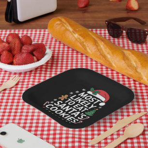 Most Likely To Eat Santas Cookies Family Christmas Paper Plate