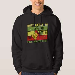 Most Likely To Fall Asleep Family Christmas Pajama Hoodie
