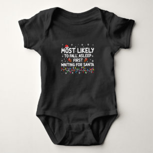 Most Likely To Fall Asleep First Funny Xmas Family Baby Bodysuit
