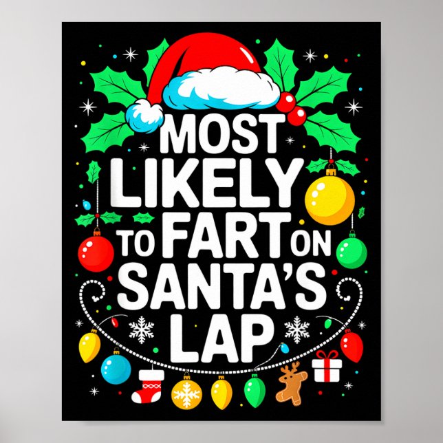 Most Likely To Fart On Santa's Lap Family Matching Poster (Front)