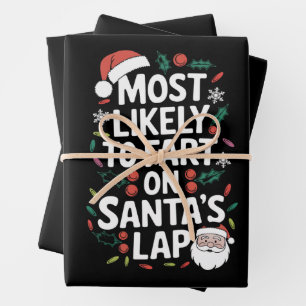 Most Likely To Fart On Santa's Lap Family Matching Wrapping Paper Sheet
