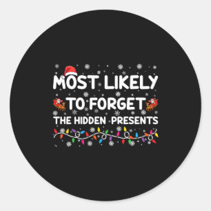 Most Likely To Forget The Hidden Xmas Classic Round Sticker
