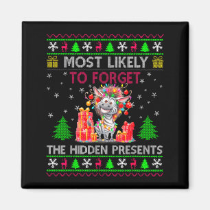 Most Likely To Forget The Hidden Zebra Christmas  Magnet