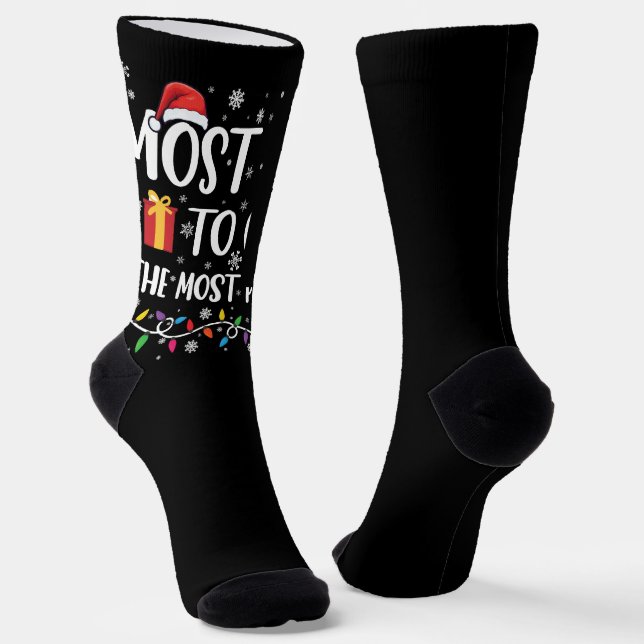 Most Likely To Get The Most Presents Christmas  Socks (Angled)