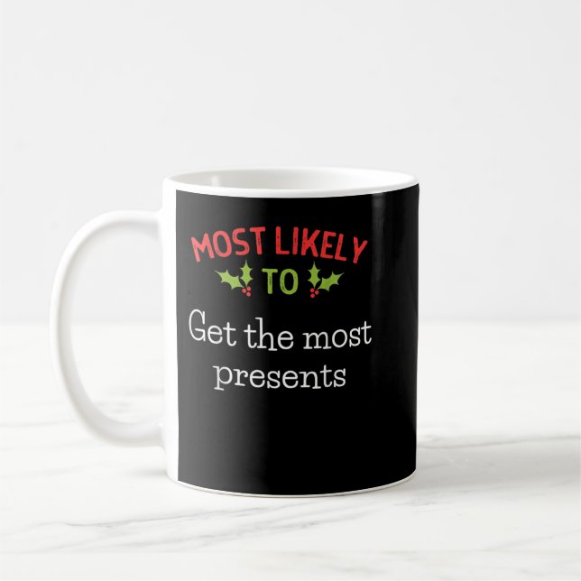 Most Likely To Get The Most Presents Most Likely C Coffee Mug (Left)