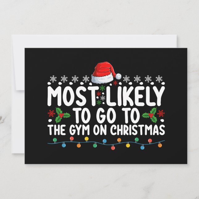 Most Likely To Go To The Gym On Christmas Holiday Invitation (Front)