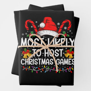 Most Likely To Host Christmas Games Family Wrapping Paper Sheet