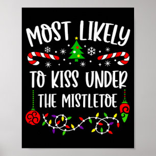 Most Likely To Kiss Under Mistletoe Funny Family C Poster
