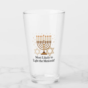 Most Likely to Light the Menorah Hanukkah Jewish Glass