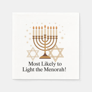Most Likely to Light the Menorah Hanukkah Jewish Napkin