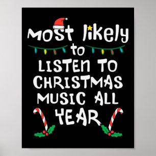 Most Likely To Lister Christmas Music Xmas Family  Poster
