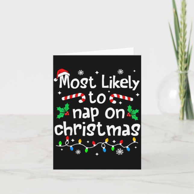 Most Likely To Nap On Christmas Christmas Matching Card (Front)