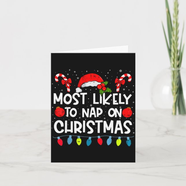 Most Likely To Nap On Christmas Family Crew Christ Card (Front)
