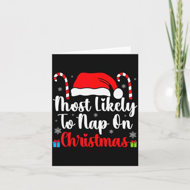 Most Likely To Nap On Christmas Family Funny Match Card (Front)