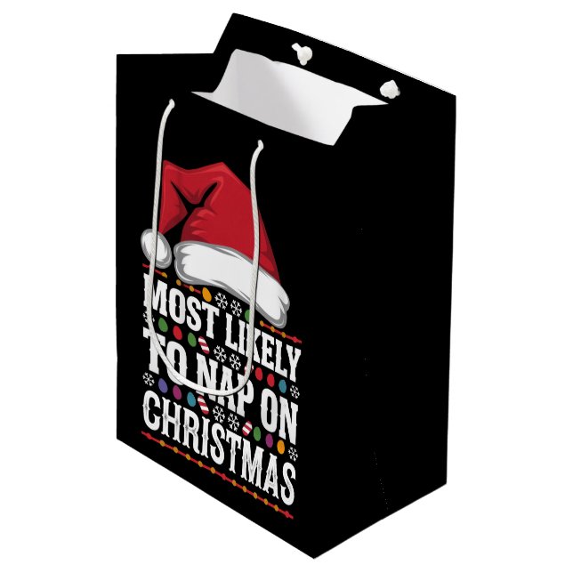 Most Likely To Nap On Christmas Family Matching  Medium Gift Bag (Front Angled)