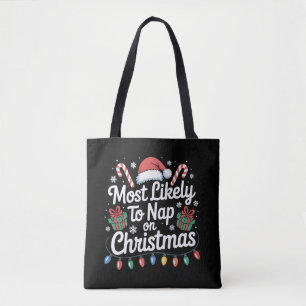 Most Likely To Nap On Christmas Family Matching Tote Bag