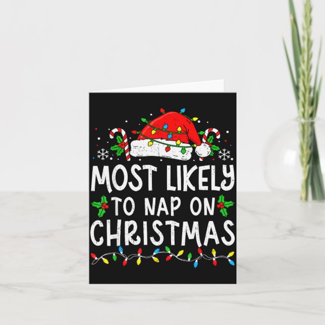 Most Likely To Nap On Christmas Funny Family Match Card (Front)