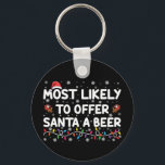Most Likely To Offer Santa A Beer Christmas Lights Key Ring<br><div class="desc">Most Likely To Offer Santa A Beer Christmas Lights Santa Hat</div>
