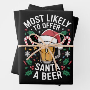 Most Likely To Offer Santa a Beer Family Matching  Wrapping Paper Sheet