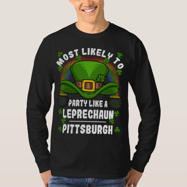 Most Likely to Party Leprechaun St. Patricks Day P T-Shirt (Front)