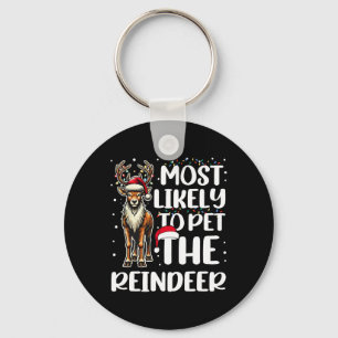 Most Likely To Pet Reindeer Family Matching Christ Key Ring