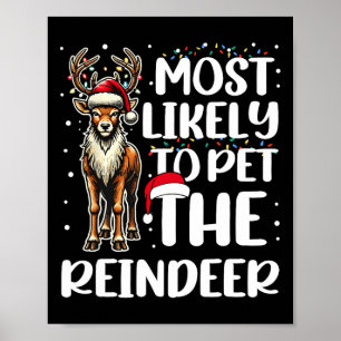Most Likely To Pet Reindeer Family Matching Christ Poster