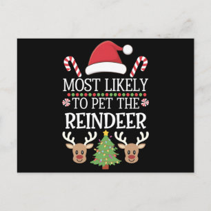 Most Likely To Pet The Reindeer Squad Family Joke Postcard