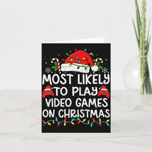 Most Likely To Play Video Games On Christmas Match Card (Front)