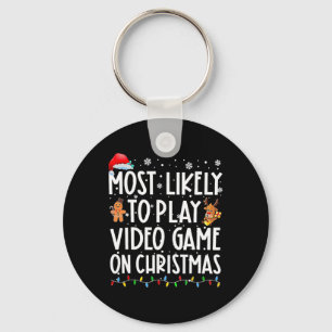 Most Likely To Play Video Games On Christmas Xmas  Key Ring