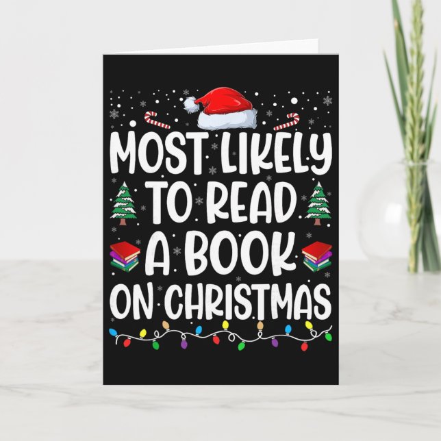 Most Likely To Read A Book On Christmas Matching F Card (Front)