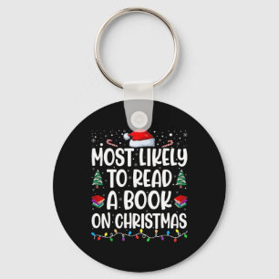 Most Likely To Read A Book On Christmas Matching F Key Ring