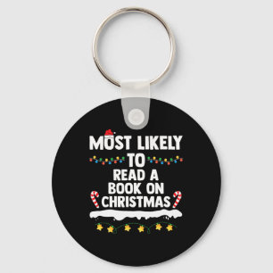 Most Likely To Read A Book On Christmas Matching F Key Ring