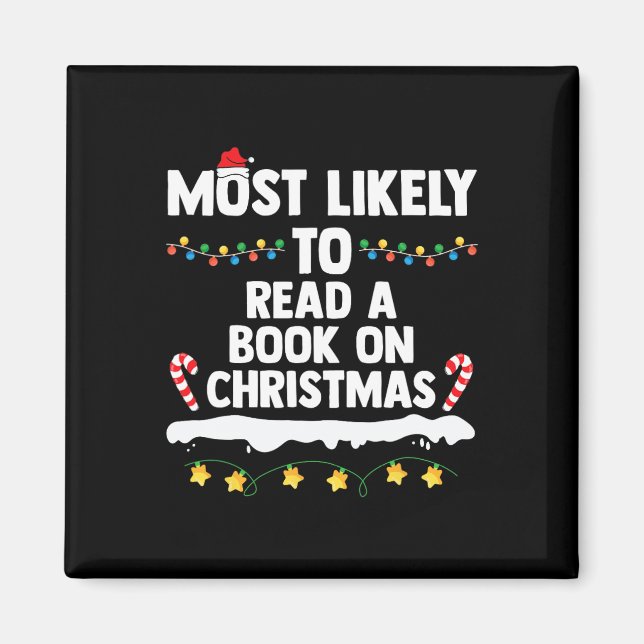 Most Likely To Read A Book On Christmas Matching F Magnet (Front)