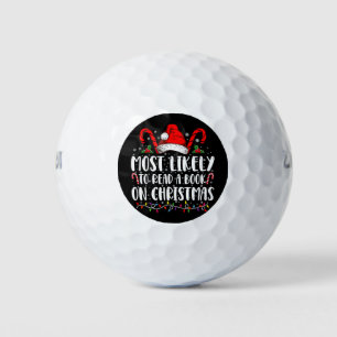 Most Likely To Read A Book On Christmas Matching Golf Balls